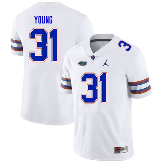 Men's Florida Gators #31 Jordan Young NCAA Nike White Authentic Stitched College Football Jersey YDK0562VM